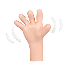 3d Waving Hand Gesture Emoji. Hello and Goodbye. icon isolated on yellow background. 3d rendering illustration. Clipping path.