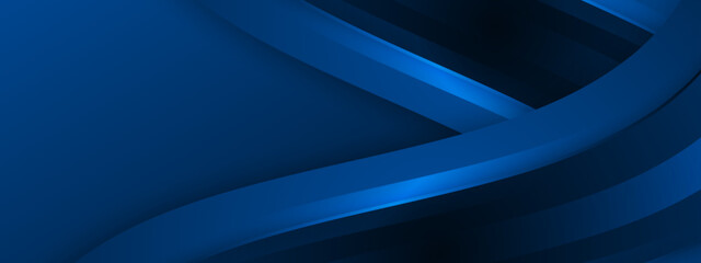 Blue color square pattern on banner with shadow. Abstract blue geometric background with copy space.