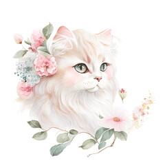 cat watercolor illustration - 619744901