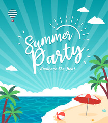 Fototapeta na wymiar Summer party ( beach party ) vector banner illustration