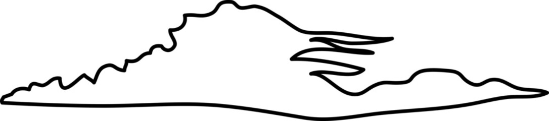 Cloud Line Art. Cloud Outline. Cloud Icon. Cloud Illustration Line Art. Cloud Outline Isolated on White Background. Vector illustration. Elements for design.