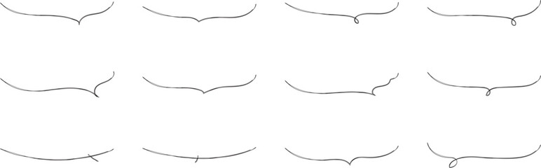 かわいい手書きの下線ふきだしセット  フキダシ　吹出し　吹き出し　ベクター　黒　Hand drawn simple black vector speech bubble set