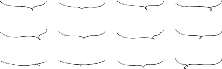 かわいい手書きの下線ふきだしセット  フキダシ　吹出し　吹き出し　ベクター　黒　Hand drawn simple black vector speech bubble set
