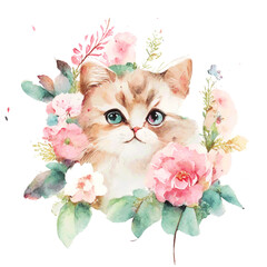 cat watercolor illustration - 619745391
