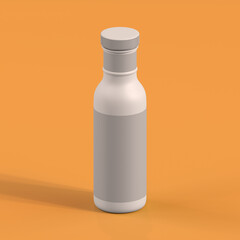 Monochrome Bottle on Orange Background, 3d Rendering