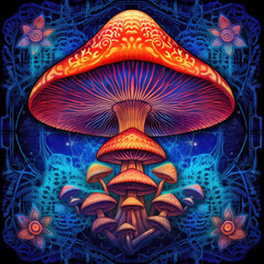psychedelic new age magic mushroom - by generative ai
