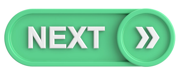 Next button. Continue button. 3D illustration.