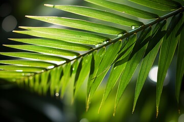 Obraz na płótnie Canvas Photograph Of Palm Leaf Natural Light, Generative AI 