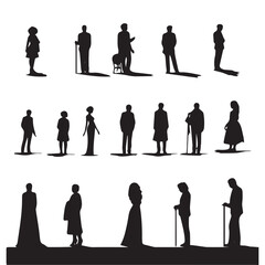 A set of silhouette people vector illustration