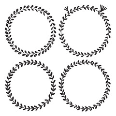 A set of silhouette leaves circle vector illustration