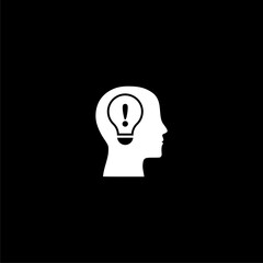 Head profile with think idea mind icon isolated on black background 