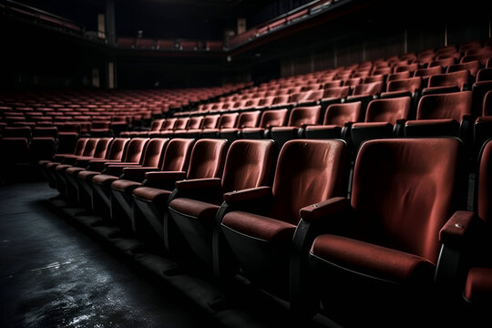 Empty red seats in the cinema hall, Generative AI