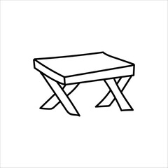 Hand drawn doodle wooden table icon.
