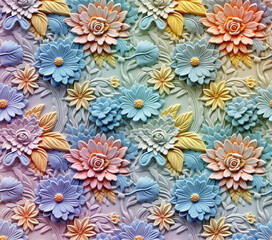 3D Flower Seamless Pattern