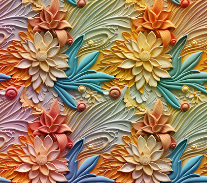 3D Flower Seamless Pattern
