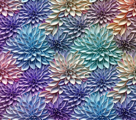 Fototapeta na wymiar 3D Flower Seamless Pattern