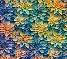 3D Flower Seamless Pattern