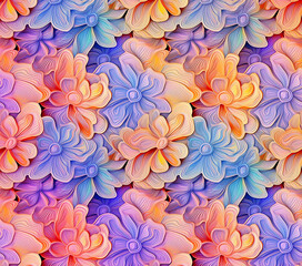 3D Flower Seamless Pattern