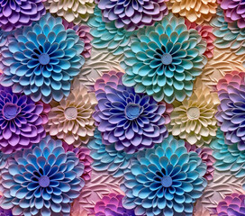 Fototapeta na wymiar 3D Flower Seamless Pattern