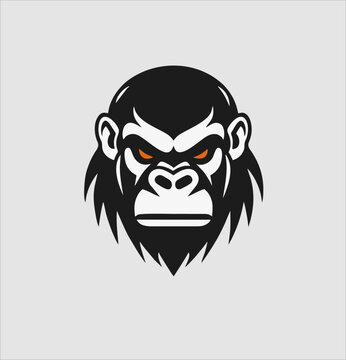 gorilla head logo simple and modern design, icon gorilla vector template
