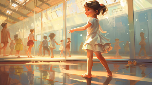 Childbook illustration dansing class
