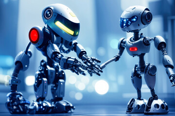 Naklejka premium Futuristic Robot Scenarios - Artificial Intelligence Concepts