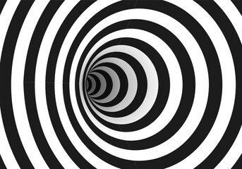 Abstract optical illusion. Hypnotic spiral tunnel with black and white lines. Vector illustration. © Igor