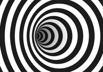 Fotobehang Abstract optical illusion. Hypnotic spiral tunnel with black and white lines. Vector illustration. © Igor