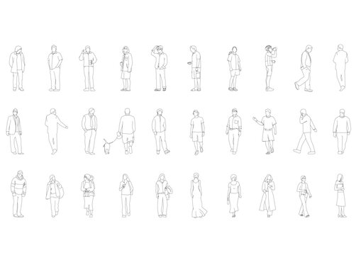 outline people drawing man woman vector illustration. isolated graphic person people isolated sketch simplicity hand drawn human continuous line. people stand design group business concept.