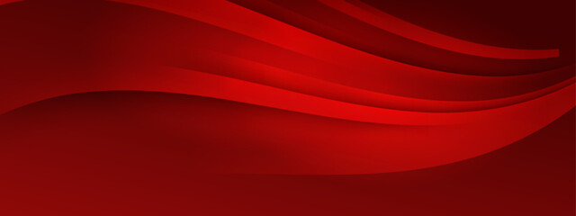 Red color geomeric pattern on banner with shadow. Abstract color geometric background with copy space.