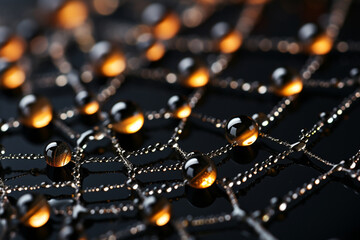 Fototapeta premium Intricate patterns on a spider's web, macro, image should convey complexity Wallpaper Generative AI