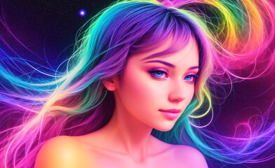 Fototapeta premium Neural network in the image of a woman. AI in human form. Generative AI.