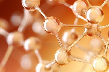 close up of shiny beige face serum molecules, AI generated - obrazy, fototapety, plakaty