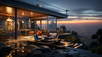 Naklejka premium Beautiful modern house. Generative Ai