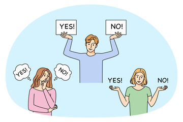 Confused people making choices