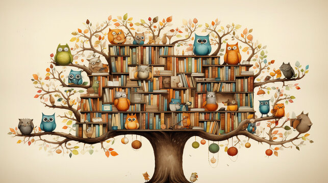Childbook illustration tree library