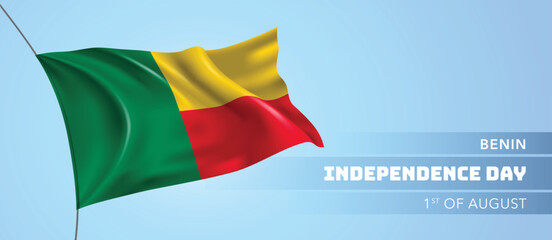 Benin happy independence day greeting card, banner with template text vector illustration