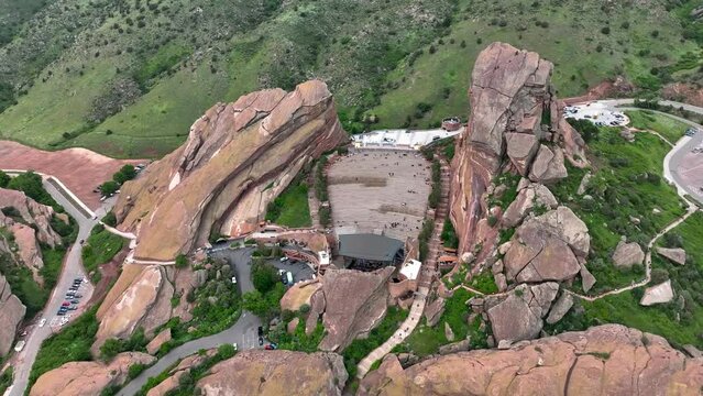 Red Rocks Amphitheatre Aerial Drone in Denver Landscape Scenic Amphitheater Colorado Mountains