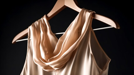 Light silk blouse on a hanger, generative AI.