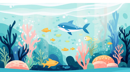 Childbook illustration underwater life [AI generative]