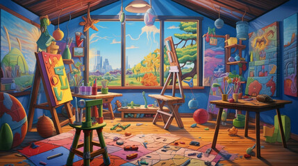 Childbook illustration art classroom