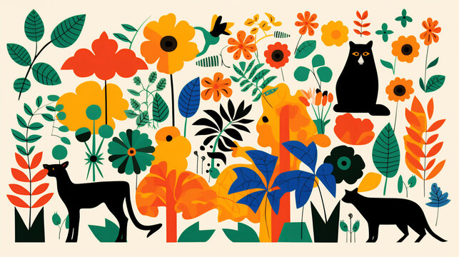 Childbook illustration pattern with birds