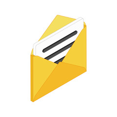 Envelope with letter isometric icon editable stroke