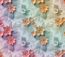 3D Flower Seamless Pattern