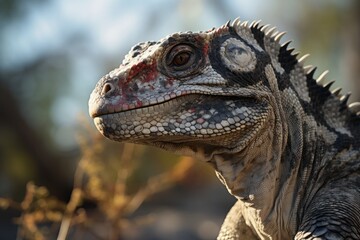 Obraz premium Close-Up of Hadrosaurus, Natural light, Generative AI