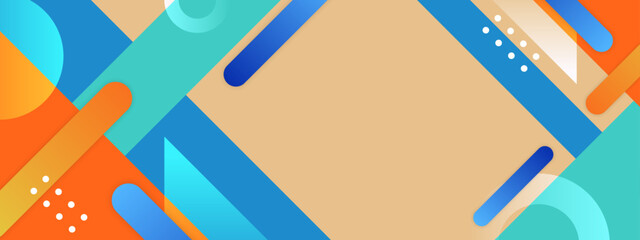 Vintage abstract geometrict colorful retro design banner