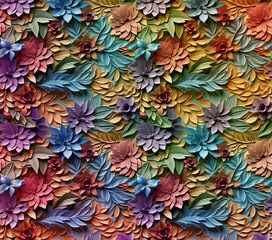 3D Flower Seamless Pattern