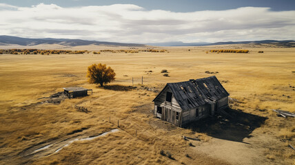 Southern Idaho drone photo of an abandoned farm house  taken with DJI Mini 3 Pro  