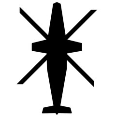 Helicopter icon vector illustration. Helicopter silhouette for icon, symbol or sign. Helicopter symbol for design about vehicle, aerial, air, transport, military, force and battlefield 