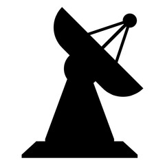 Radar tower icon vector illustration. Radar tower silhouette for icon, symbol or sign. Military radar symbol for design about military base, war, battlefield, technology, sains and detection
